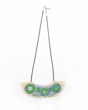 Load image into Gallery viewer, Rosemary Perronteau, Cream Felt Necklace with Blue and Green Beading