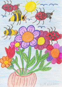 Ann Marie Kopp, "Bees and Flowers in a Vase"