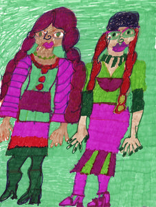 Janice Essick, Untitled (2 Figures, Green and Magenta)