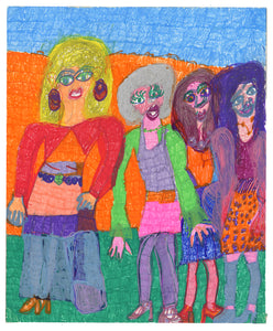 Janice Essick, Untitled (4 Figures, Blue and Orange)