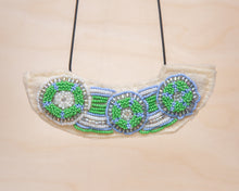 Load image into Gallery viewer, Rosemary Perronteau, Cream Felt Necklace with Blue and Green Beading