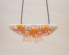 Load image into Gallery viewer, Rosemary Perronteau, Cream Felt Necklace with Pink and Orange Beading