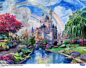 Victor Van, "A New Day at the Cinderella Castle by Thomas Kinkade"